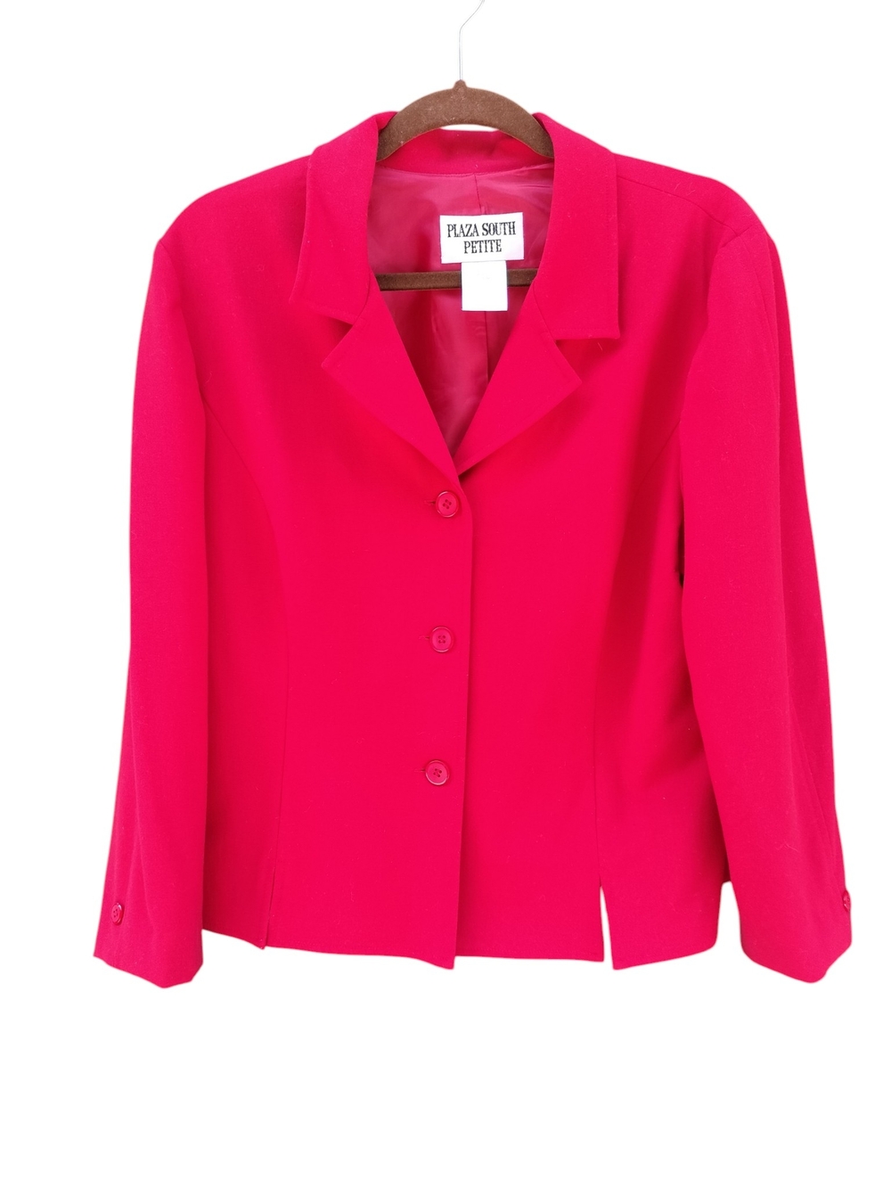 Plaza South Petite Red 2 Piece Blazer Pencil Skirt Suit Career Set